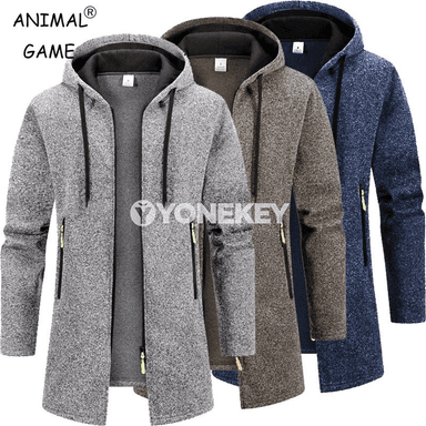 Erkekler üçin ýyly kapýuşonli zipli sport äyin, gyşlyk fleece