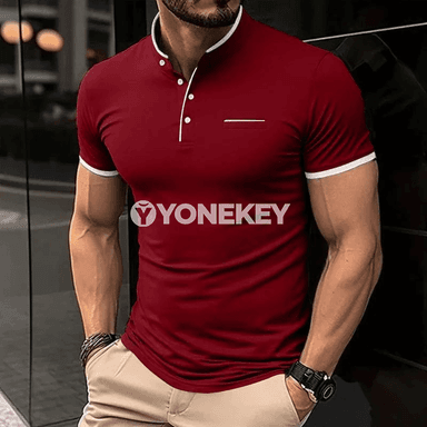 Erkekler üçin ýazky polo boýunly gysga ýeňli köýnek