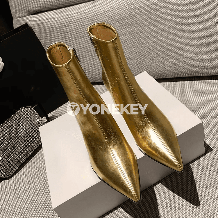 Aýal-gyzlar üçin moda ýokary ökjeli ankle botinkalar, ýiti burunly