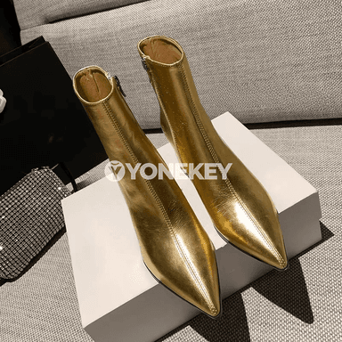 Aýal-gyzlar üçin moda ýokary ökjeli ankle botinkalar, ýiti burunly