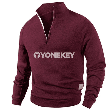 Erkekler üçin ýyly, ýarym fermuarly uzyn ýeňli sport sweatshirt