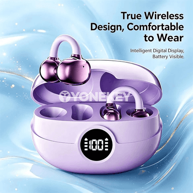 OWS gulak gysgyçly simsiz Bluetooth nauşnikler, LED displeýli