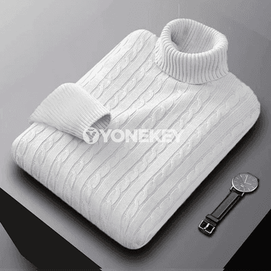 Erkekler üçin ýyly golfli trikotaj switer, güýz-gyş