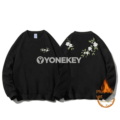 Erkekler üçin galyň pambykly giň kesimli sweatshirt, uzyn ýeňli