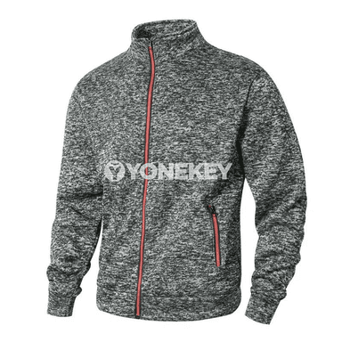 Erkekler üçin stend boýunly fermuarly ýeňil switer-jaket