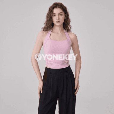 Aýallar üçin arka açyk sport bra, yoga we fitnes üçin