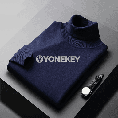 Erkekler üçin ýyly turtleneck sviter, tekiz reňkli uzyn ýeňli