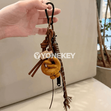 Açyk bezegli örülen açar halkasy, sumka üçin aksessuar