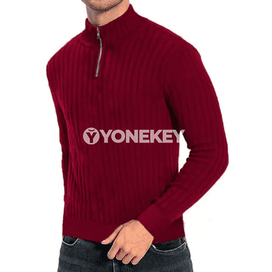Erkekler üçin ýarym boýunjakly fermuarly ýyly switer