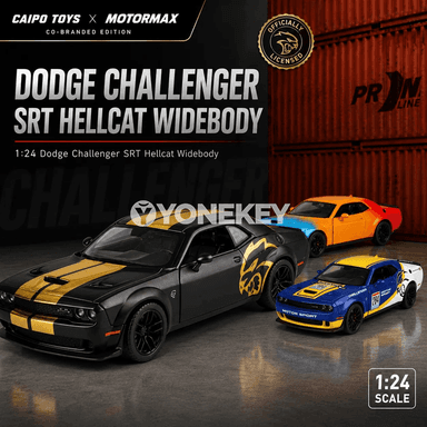 MOTORMAX 1:24 Dodge Challenger SRT Hellcat metal model maşyn, sesli-ýagtyly