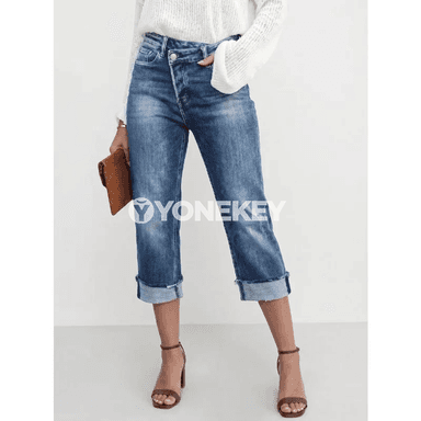 Zenanlar üçin retro denim kapri balak — gündelik rahat stil