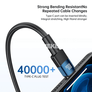 NNBILI 100W USB-C – Type-C çalt zarýad kabeli, 1 m / 2 m