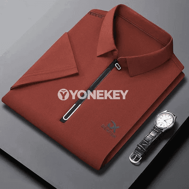 Erkekler üçin fermuarly ýazky polo köýnek, ýeňil we amatly