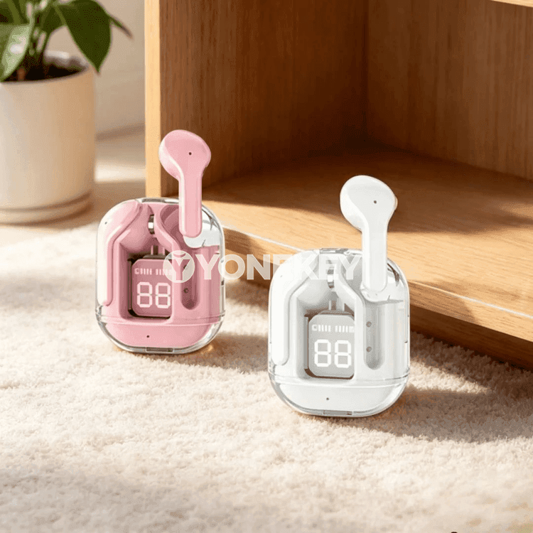 Transparent simsiz Bluetooth nauşnik, HIFI sesli, ähli smartfonlar üçin