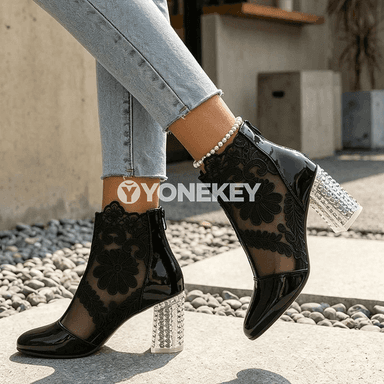 Zenanlar üçin mesh ökjeli aýakgaplar, zipperli döwrebap booties