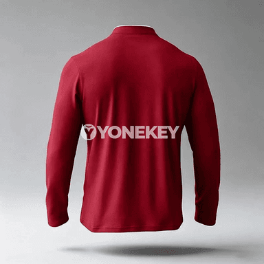 Erkekler üçin mandarin ýakaly ýarym zip uzyn ýeňli polo köýnek