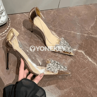 Zenanlar üçin inçe topukly kristally Mary Jane topukly aýakgap