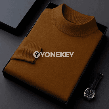 Erkekler üçin güýz-gyş ýokary boýun switer, ýyly we gündelik stil