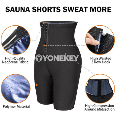 Beli şekillendiriji sauna şortlar, ýokary boýun, sport üçin