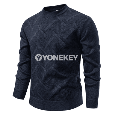 Erkekler üçin ýyly trikotaž switer, boş kesim, ýokary ýaka