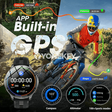 GPS, 4GB ýatymly akylly sagat, 1.43" AMOLED, Bluetooth jaňy