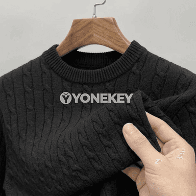 Erkekler üçin ýyly dokalan switer, gündelik crew neck ýeňli örme model