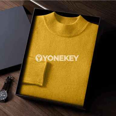 Erkekler üçin güýz-gyş ýyly switer, mock boýunly, gündelik stil