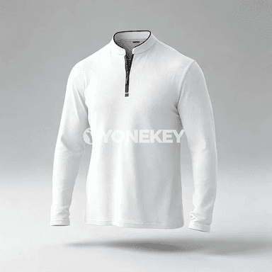 Erkekler üçin mandarin ýakaly ýarym zip uzyn ýeňli polo köýnek