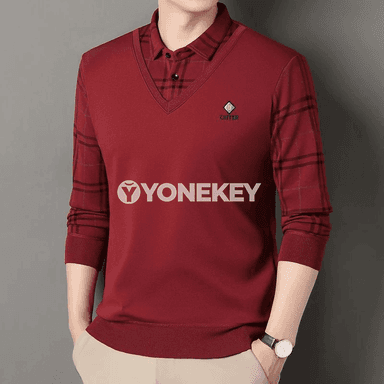Erkekler üçin elegant plaid sviter, ýyly trikotaž pulower