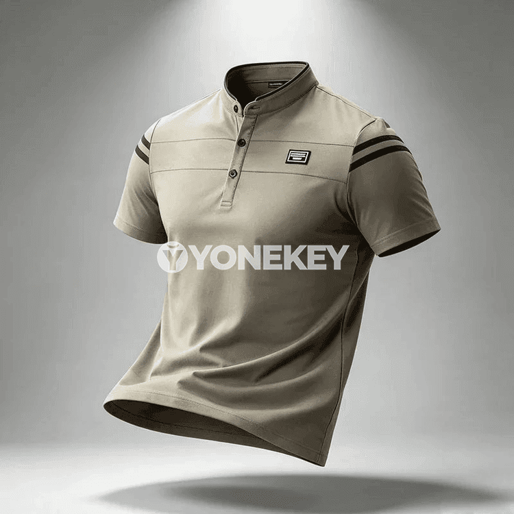 Erkekler üçin mandarin ýakaly ýazlyk polo köýnek
