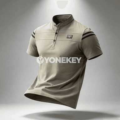 Erkekler üçin mandarin ýakaly ýazlyk polo köýnek