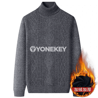 Erkekler üçin ýyly ýokary ýakaly trikotaž sviter, ýeňil we amatly