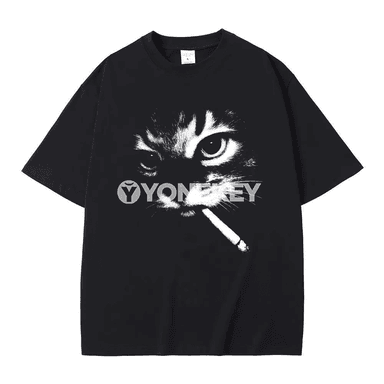Erkek‑aýal üçin gyzykly pişikly vintage futbolka, giň biçim