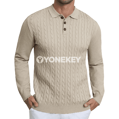 Erkekler üçin ýyly örme switer, uzyn ýeňli, balakly boýun