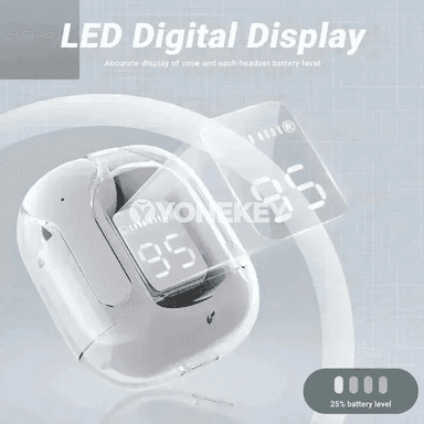 Transparent simsiz Bluetooth nauşnik, HIFI sesli, ähli smartfonlar üçin