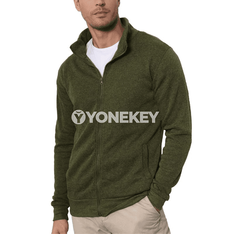 Erkekler üçin uzyn ýeňli fermuarly sport sweatshirt, döwrebap casual jaket