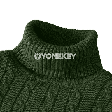 Erkekler üçin ýyly boýunly trikotaž sviter, slim fit, güýz-gyş üçin