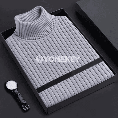 Erkekler üçin ýyly balakly boýunly örme sviter