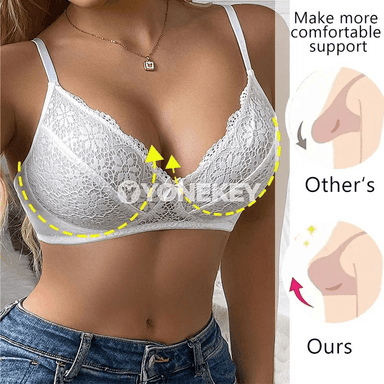 Aýallar üçin inçe dantelli bra, goldawly, sazlanýan gaýyşly