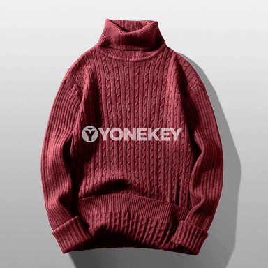 Erkekler üçin gyş ýyly turtleneck switer, slim fit, uzyn ýeňli