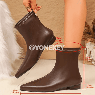 Aýallar üçin zipli çukur topukly deri ädikler, ýaz-güýz moda