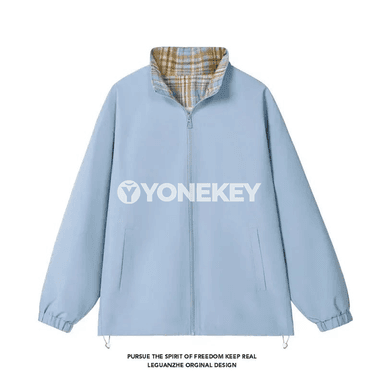 Erkekler üçin ýaz-gyş ziply ýeňil gök jaket, gündelik