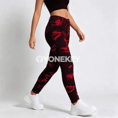 Zenanlar üçin ýokary belli dar jeans jalbar, rahat we laýyk kesim
