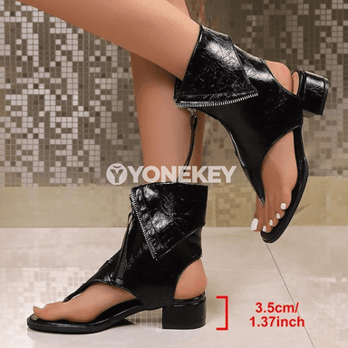 Zenanlar üçin ZIP topukly rahat sandallar, ýaz-tomus modeli