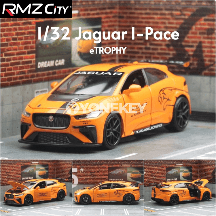 Jaguar I-Pace eTROPHY 1:32 metal ýol maşyny, sesli-ýagtyly