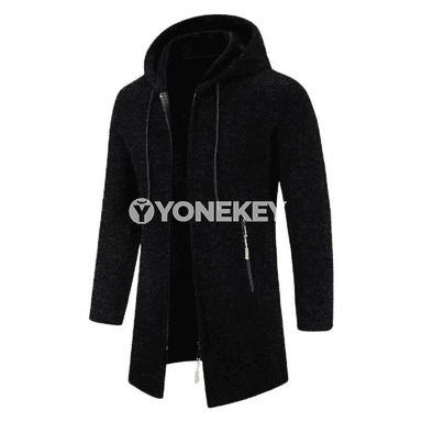 Erkekler üçin kapýuşonly ýyly sport sviteri, oversize, fermuarly