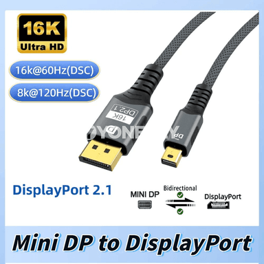 16K Mini DisplayPort–DP kabeli, iki taraplaýyn, ýokary tizlikli