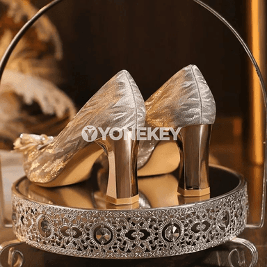 Zenanlar üçin ujy inçe, inçe ökçeli rhinestone bagly tomusky aýakgap