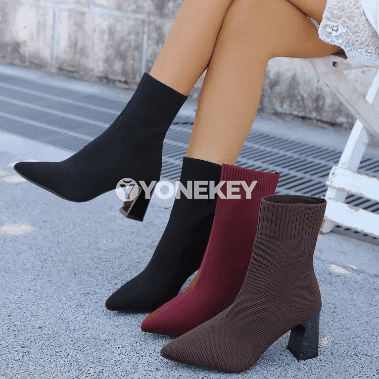 Aýal üçin ýokary ökçeli ýyly kuzowkalar, elastik, gündelik stil
