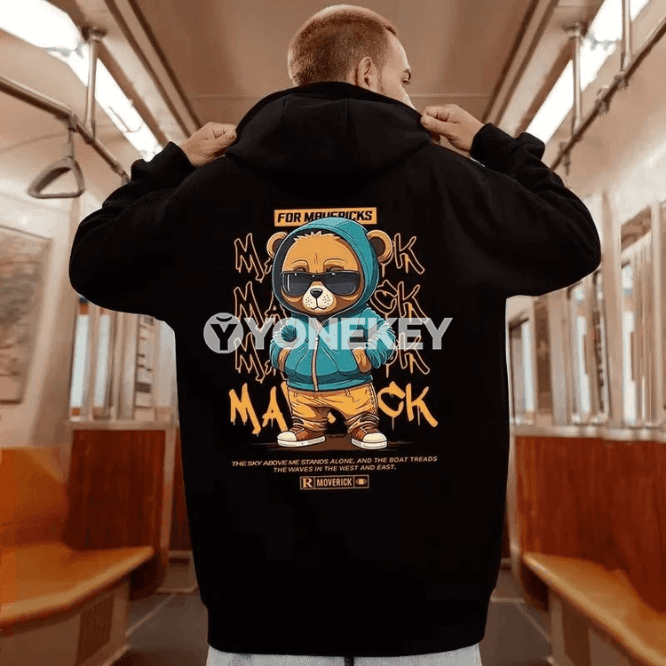 Erkekler üçin giň kesimli ýyly aksýonly kapýuşonly switer